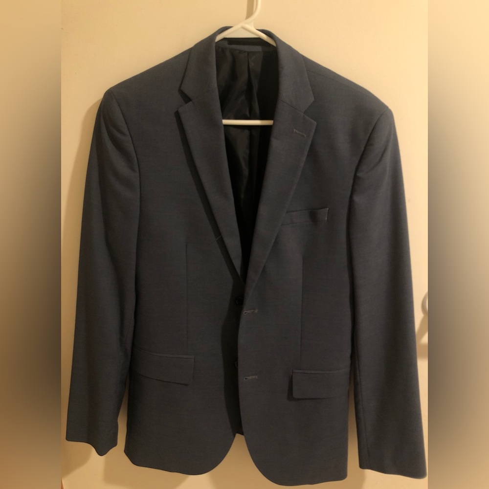 H&M Metallic Blue Slim Fit Blazer